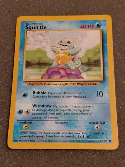 Squirtle 63/102 & Wartortle 42/102 Base Set Unlimited Pokemon TCG - Image 2