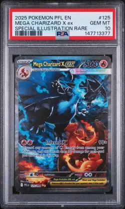 2025 POKEMON PHANTASMAL FLAMES ILLUSTRATION RARE #125 MEGA CHARIZARD X EX PSA 10 - Image 1
