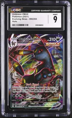 CGC 9 Umbreon Vmax 095/203 Holo Evolving Skies Pokemon Mint - Image 1