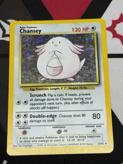 1999 Pokemon TCG Chansey Unlimited Holo Rare Base Set 3/102 Vintage Collectible - Image 1