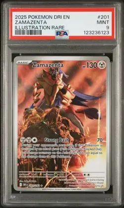 2025 POKEMON DRI EN-DESTINED RIVALS ILLUSTRATION RARE #201 ZAMAZENTA PSA 9 - Image 1