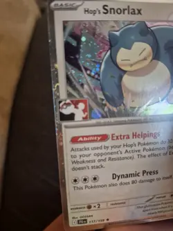 Hop's Snorlax 117/159 Cosmo Holo Play! Pokemon Prize Pack Series 8 Pokemon Card - Image 3