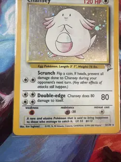 Pokemon TCG Chansey Base Set 2 Holo Unlimited Rare Light Play Card 3/130 LP - Image 3