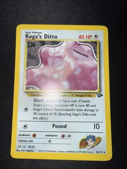Pokemon TCG Koga's Ditto Holo Rare Card 10/132 Gym Challenge Ungraded - Image 1