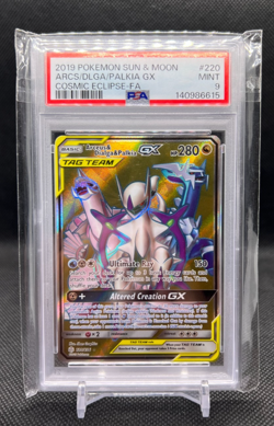 2019 Pokemon Sun Moon Cosmic Eclipse Full Art/Arceus Dialga Palkia GX #220 PSA 9 - Image 1