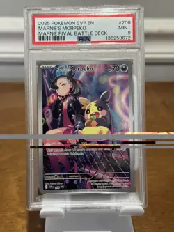 2025 POKEMON SVP EN-SV BLACK STAR PROMO #206 MARNIE'S MORPEKO PSA 9 - Image 1