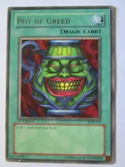 Yugioh! Pot Of Greed Lob-119 1st Edition Rare 1st Ed Light Play!! - Image 1