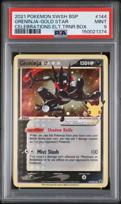 2021 POKEMON SWSH BLACK STAR PROMO #144 GRENINJA-GOLD STAR PSA 9 - Image 1