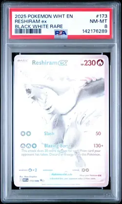 PSA 8 Reshiram EX 173 White Flare Pokemon Black White Rare - Image 1