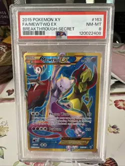 💎PSA 8 FA Mewtwo EX #163 Full Art Secret Rare Pokemon TCG XY Breakthrough 2015 - Image 1