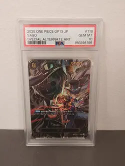 2025 ONE PIECE JAPANESE OP13, 07- 118 SABO SPECIAL ALTERNATE ART PSA 10 - Image 1