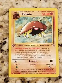 Kabuto 1st Edition 50/62 Fossil Set 1999 Pokemon Card - Image 1