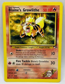 Pokemon TCG Blaine's Growlithe 35/132 Gym Heroes WOTC Card Vintage - Image 1