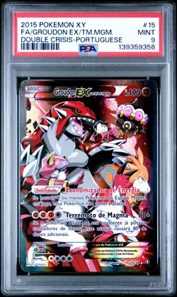 2015 POKEMON XY DOUBLE CRISIS #15 FULL ART/GROUDON EX DA EQUIPE MAGMA PSA 9 - Image 1