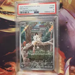 Meowth 106/094 Illustration Rare Pfl En-phantasmal Flames Pokemon PSA 9 - Image 1