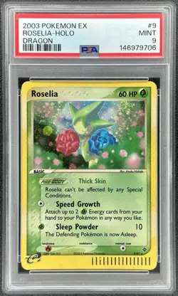 2003 Pokemon EX Roselia Holo Dragon #9/97 (PSA 9) - Image 1