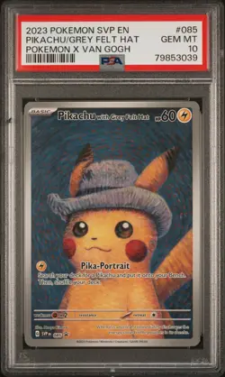 Pokemon Pikachu with Grey Felt Hat Van Gogh Full Art Promo SVP EN 085 PSA 10 - Image 1