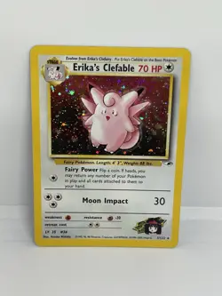 Pokemon TCG Erika's Clefable Gym Heroes Holo Card 3/132 NM (half Swirl 🌀) - Image 1