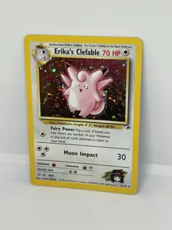 Pokemon TCG Erika's Clefable Gym Heroes Holo Card 3/132 NM (half Swirl 🌀) - Image 2