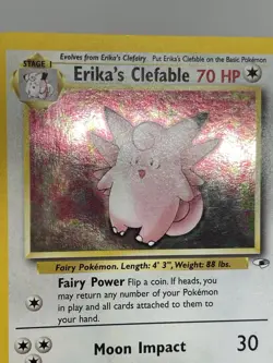 Pokemon TCG Erika's Clefable Gym Heroes Holo Card 3/132 NM (half Swirl 🌀) - Image 4