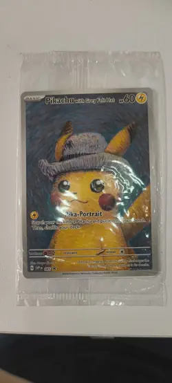 Pokemon x Van Gogh Museum Pikachu with Grey Felt Hat Promo Card SVP 085 Sealed - Image 3