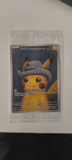 Pokemon x Van Gogh Museum Pikachu with Grey Felt Hat Promo Card SVP 085 Sealed - Image 5