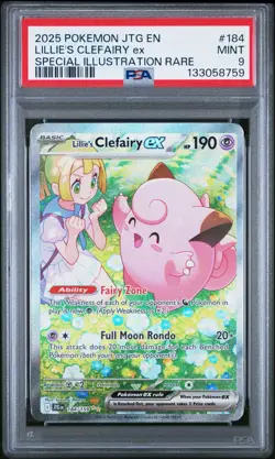 Pokemon TCG Journey Together Lillie's Clefairy EX Card 184/159 Graded PSA 9 Mint - Image 1