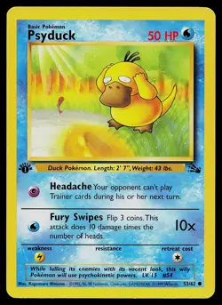 Pokemon Card - Psyduck Fossil 53/62 Common 1st Edition - Image 1