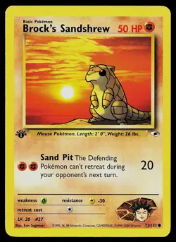 Pokemon Card - Brock's Sandshrew Gym Heroes 72/132 Common 1st Edition - Image 1