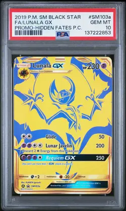 2019 POKEMON SM BLACK STAR PROMO #SM103A FULL ART/LUNALA GX PSA 10 - Image 1