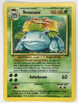 Venusaur MP 15/102 Unlimited Base Set Pokemon TCG Holo - Image 1