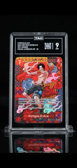 Portgas D. Ace One Piece CCG Two Legends SR OP02-013 Alternate Art TAG 9 - Image 1