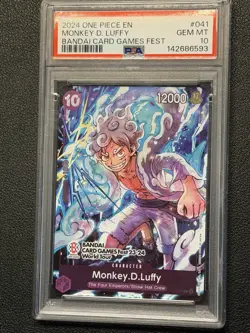 One Piece Luffy Bandai Card Game Fest 041 PSA 10 - Image 1