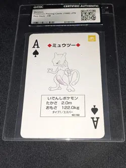 🔥1996 Pokemon Red🔥 Poker Playing Cards Vintage Mewtwo Ace of Spades #150 Nice! - Image 1