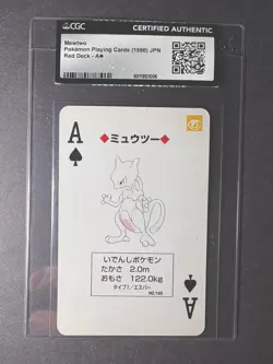 🔥1996 Pokemon Red🔥 Poker Playing Cards Vintage Mewtwo Ace of Spades #150 Nice! - Image 2