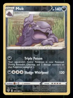 Muk SWSH03: Darkness Ablaze #101/189 Rare Reverse Holo Pokemon LP - Image 1