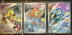 Pokemon First Partner Illustration Collection Promo Set 40-42 Turtwig Chimchar - Image 1