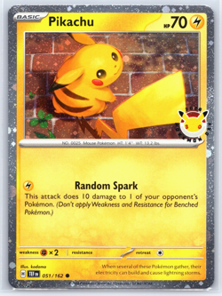 Pikachu 051/162 2026 Pokemon Day 30th Anniversary Stamped Promo Card NM - Image 1
