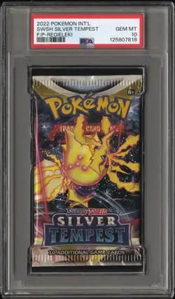 PSA 10 Gem Mint Pokemon Sword Shield Silver Tempest Regieleki Booster Pack - Image 1