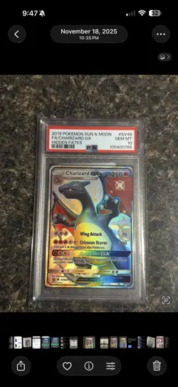 2019 Pokemon Sun & Moon Hidden Fates #SV49 Charizard Gx PSA 10 Gem Mint - Image 1