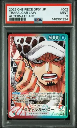 One Piece Japanese Trafalgar Law OP01-002 Romance Dawn Alternate Art PSA 9 - Image 1
