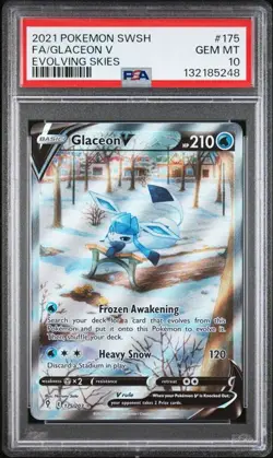 GLACEON V EVOLVING SKIES 2021 POKEMON SWORD & SHIELD EVOLVING SKIES #175 PSA 10 - Image 1