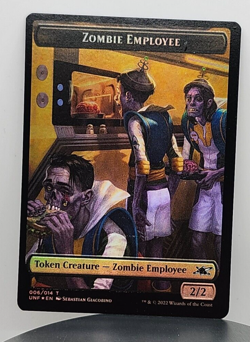 Foil - Zombie Employee // Treasure (013) Double-sided Token - Unfinity (UNF) - Image 1