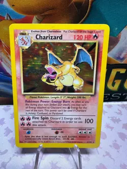 Charizard 004/102 Base Set pokemon TCG Holo WOTC MP/HP Vintage - Image 1