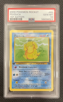 2000 POKEMON ROCKET PSYDUCK #65 1st EDITION PSA 10 - Image 1