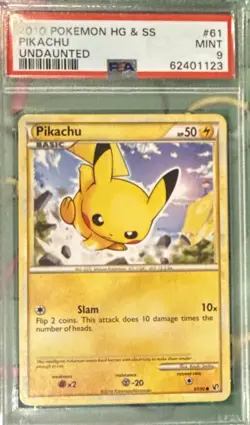 2010 POKEMON UNDAUNTED PIKACHU 61/90 PSA 9 MINT POP 61 - Image 1