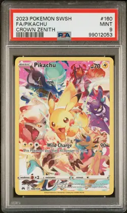 2023 POKEMON SWORD & SHIELD CROWN ZENITH #160 FULL ART/PIKACHU PSA 9 - Image 1