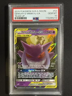 POKEMON 2019 GENGAR & MIMIKYU GX 53/181 TAG TEAM TEAM UP GEM MINT PSA 10 - Image 1