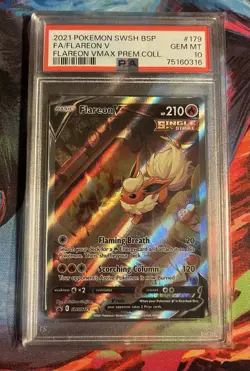 Pokemon Flareon V VMAX Premium Coll. Full Alt Art Promo SWSH179 PSA 10 Gem Mint - Image 1