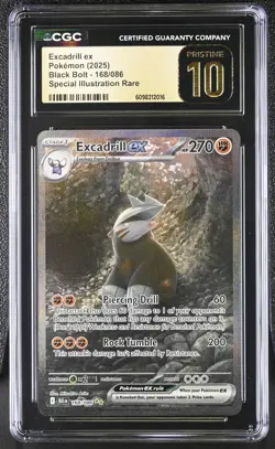Excadrill EX 168/086 CGC PRISTINE 10 Special Illustration Pokemon Black Bolt TCG - Image 1